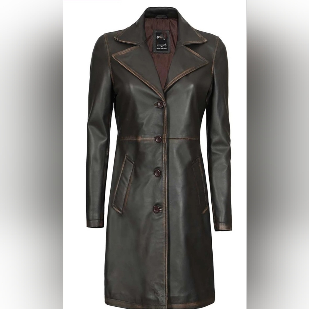 🌹Reserved NWT Trench Leather  3/4 Coat.XL - Picture 2 of 4